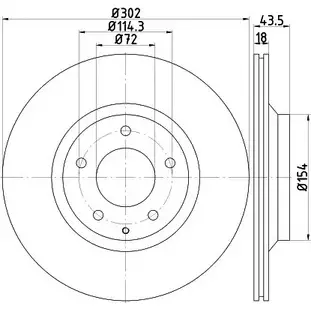 Тормозной диск HELLA PAGID 54745PR O 8DD 355 115-211 3723637 GR6M8 изображение 0