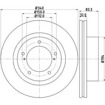 Тормозной диск HELLA PAGID TXN4JV9 8DD 355 116-551 55 046PRO 3723769