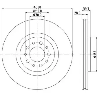 Тормозной диск HELLA PAGID 54451 PRO 8DD 355 118-751 3723984 1V5PDX5 изображение 0