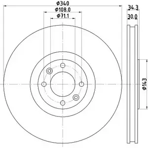 Тормозной диск HELLA PAGID 555 69PRO 8DD 355 119-641 J7RW3 3724071