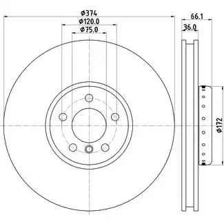 Тормозной диск HELLA PAGID 8DD 355 120-701 UM435 65133PRO_H C 3724135 изображение 0