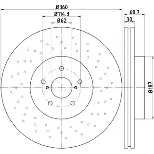 Тормозной диск HELLA PAGID 3724229 BCKBX6 54 997PRO_HC_B 8DD 355 121-891
