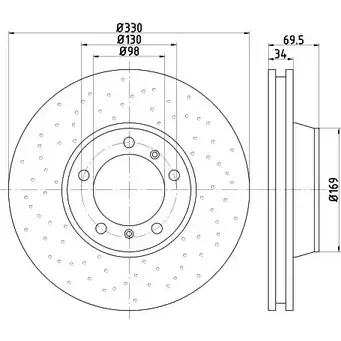 Тормозной диск HELLA PAGID 54500 PRO_HC 8DD 355 128-571 ZN5NU6W 3724449 изображение 0