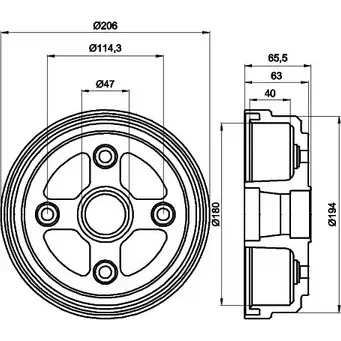 Тормозной барабан HELLA PAGID 8DT 355 300-541 6 1260 3724829 QJX2C1 изображение 0