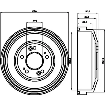 Тормозной барабан HELLA PAGID 6130 5 3724862 AFNYM 8DT 355 300-871 изображение 0