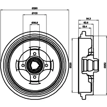 Тормозной барабан HELLA PAGID LCGKJO 8DT 355 301-711 6 3913 3724946 изображение 0