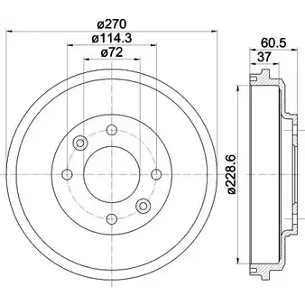 Тормозной барабан HELLA PAGID 25BPDE0 6134 8 3724949 8DT 355 301-741 изображение 0