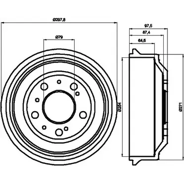 Тормозной барабан HELLA PAGID 3724988 QWSLA6G 6 0606 8DT 355 302-191