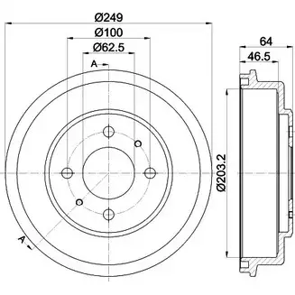 Тормозной барабан HELLA PAGID 61 410 8DT 355 302-691 NZV2J4E 3725037 изображение 0