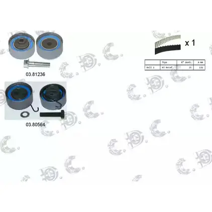 Комплект ремня ГРМ AUTOKIT 04.5057 3751225 RKTK0868 ASTK08 68