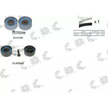 Комплект ремня ГРМ AUTOKIT 04.5057A 3751226 RKTK0868A AS TK0868A
