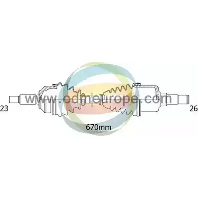 Приводной вал ODM-MULTIPARTS 4HCR2PB 18-291280 3754477 D90J 35 изображение 0