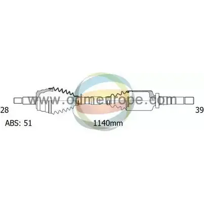 Приводной вал ODM-MULTIPARTS B9M UI 18-292051 3754518 YPFBRM7 изображение 0