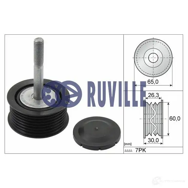Обводной ролик приводного ремня RUVILLE 3ZCY PI 56727 253750 4011442142407