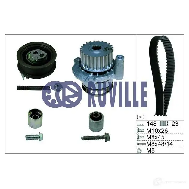 Комплект ремня грм с водяным насосом RUVILLE 148 STP8M230HT 253433 5604XS 56368701