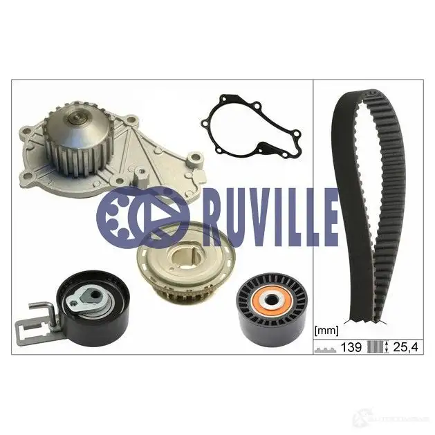Комплект ремня грм с водяным насосом RUVILLE 56676741 LSB SHL 253717 4011442141059