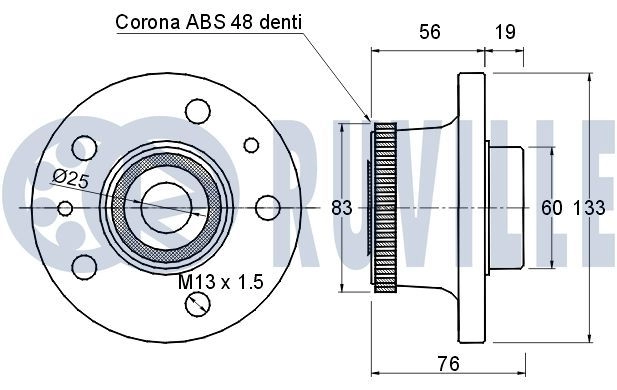 Комплект подшипника ступицы колеса RUVILLE 15 WLA4 1440081597 220125 изображение 1