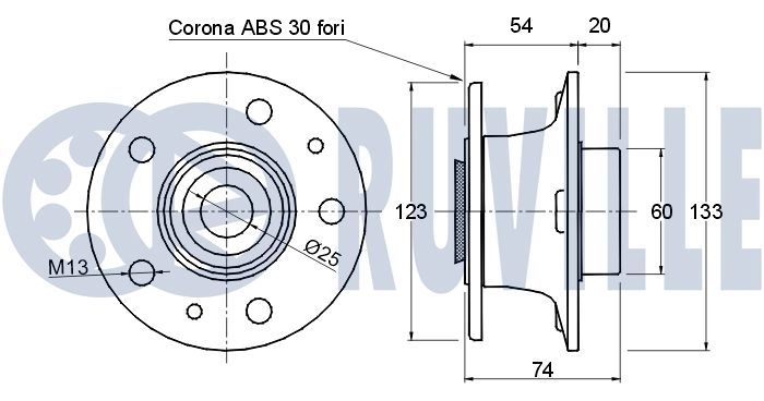 Комплект подшипника ступицы колеса RUVILLE CG J8S 1440081628 220157 изображение 1