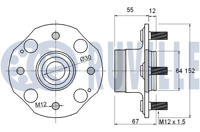 Комплект подшипника ступицы колеса RUVILLE YG6T N 1440081798 220327 изображение 1