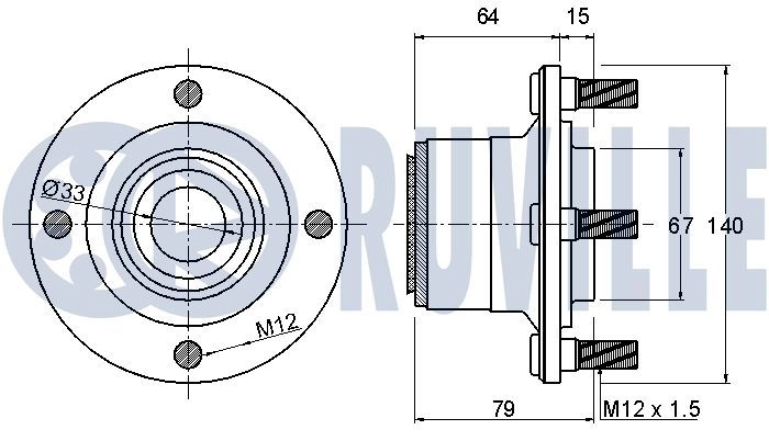 Комплект подшипника ступицы колеса RUVILLE JTM5Z 68 1440082146 220668 изображение 1