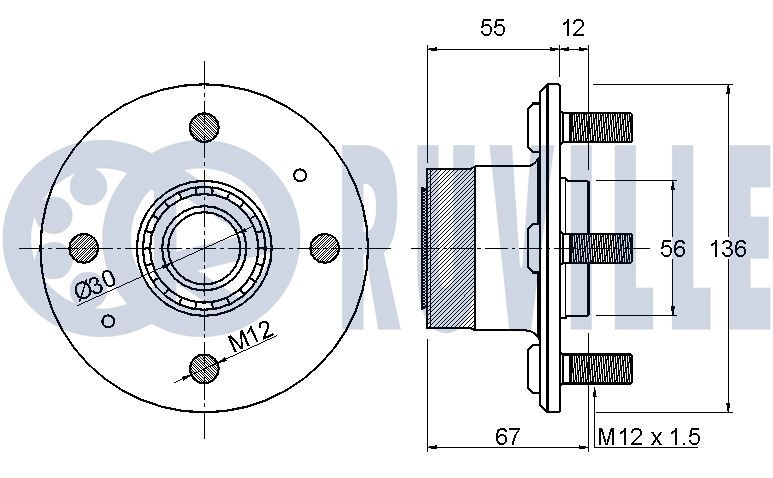 Комплект подшипника ступицы колеса RUVILLE JYW3D3 Q 220684 1440082162 изображение 1