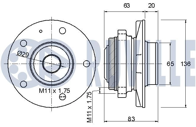 Комплект подшипника ступицы колеса RUVILLE Z M3D38Y 1440082280 220802 изображение 1