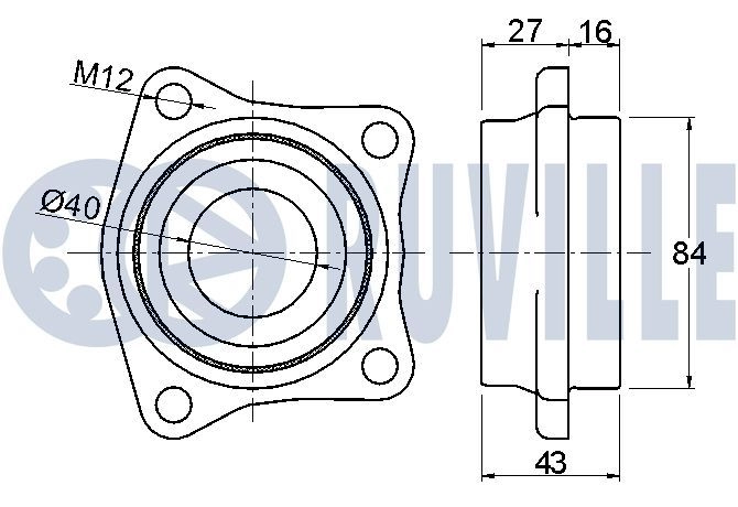 Комплект подшипника ступицы колеса RUVILLE H 0GXHX 220811 1440082289 изображение 1