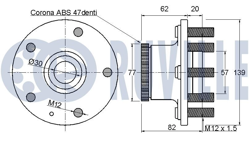 Комплект подшипника ступицы колеса RUVILLE 221071 3 BFQDPA 1440082550 изображение 1