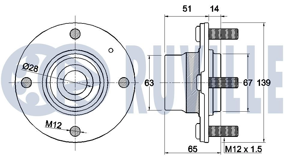 Комплект подшипника ступицы колеса RUVILLE 1440082553 CS7 DW0 221074 изображение 1