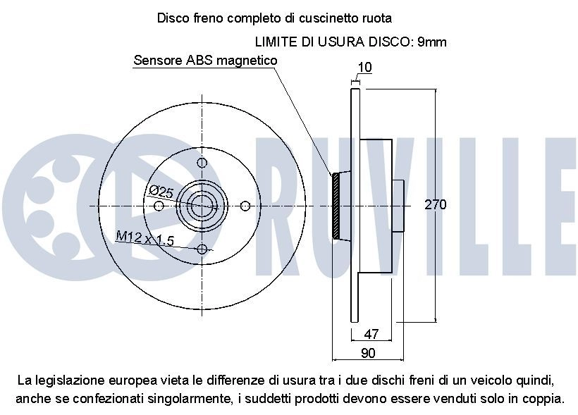 Тормозной диск RUVILLE 1440082592 221113 J4VC J8M изображение 1