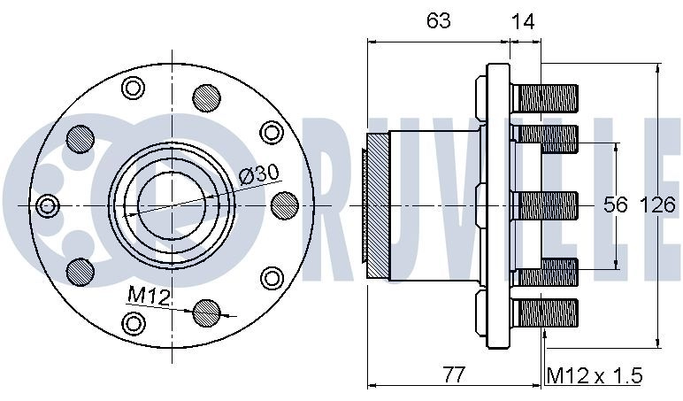 Комплект подшипника ступицы колеса RUVILLE A3 0ILG 1440082687 221208 изображение 1