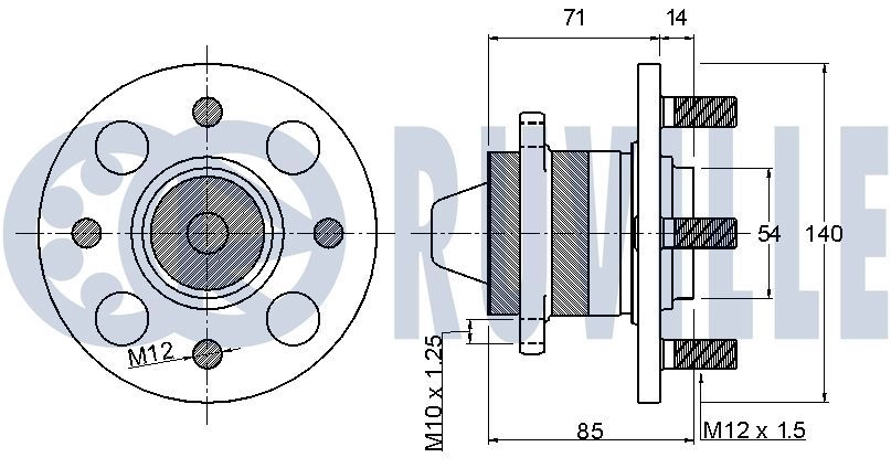 Комплект подшипника ступицы колеса RUVILLE KR S5A 221221 1440082700 изображение 1