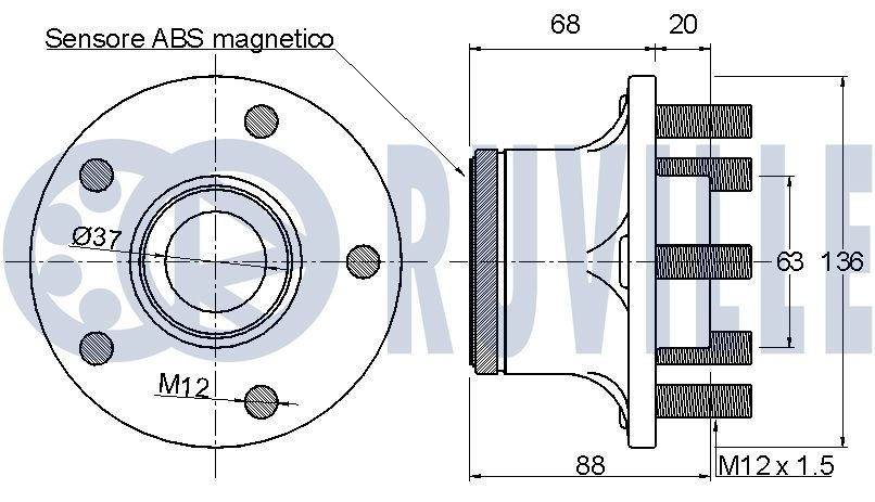 Комплект подшипника ступицы колеса RUVILLE X GP3M 1440082744 221265 изображение 1