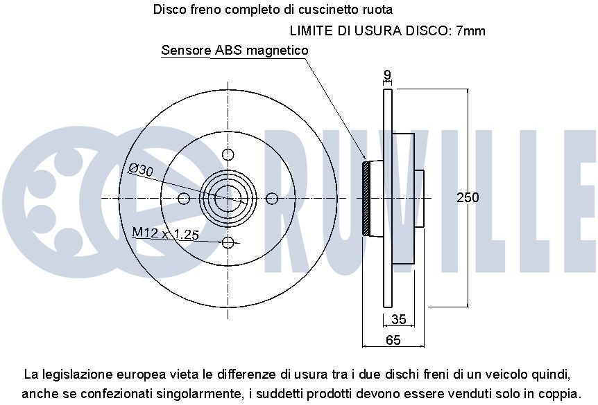 Тормозной диск RUVILLE JLDW R 1440082761 221282 изображение 1