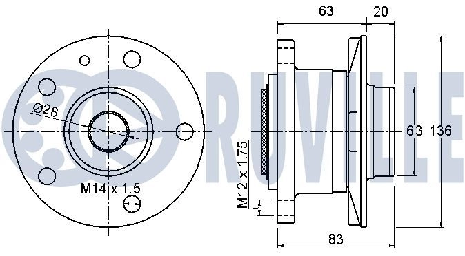 Комплект подшипника ступицы колеса RUVILLE 1440082800 4M2 JYL 221321 изображение 1