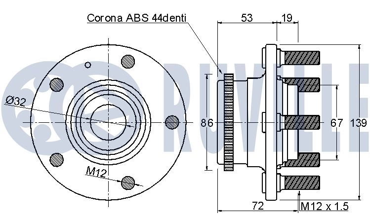 Комплект подшипника ступицы колеса RUVILLE 221387 DW360N M 1440082866 изображение 1