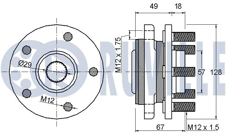 Комплект подшипника ступицы колеса RUVILLE 221414 1440082893 VW UBY изображение 1