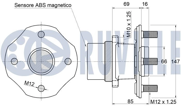 Комплект подшипника ступицы колеса RUVILLE M50 IA 1440082975 221493 изображение 1