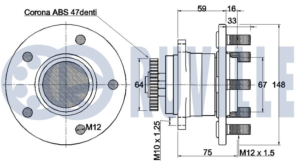 Комплект подшипника ступицы колеса RUVILLE 1440083053 221571 MWJ EJ изображение 1