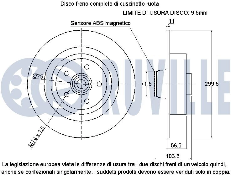 Тормозной диск RUVILLE IPRIXN U 221632 1440083114 изображение 1