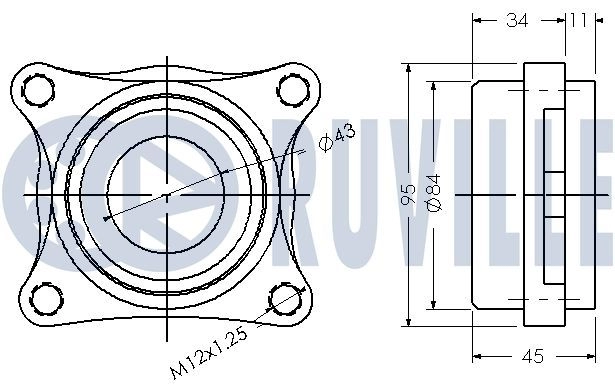 Комплект подшипника ступицы колеса RUVILLE 1440083127 221645 BL3 ZB изображение 1