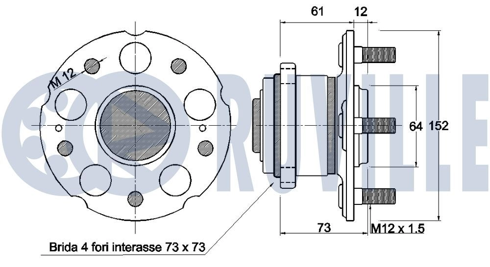 Комплект подшипника ступицы колеса RUVILLE 1440083281 XI V8B 221799 изображение 1