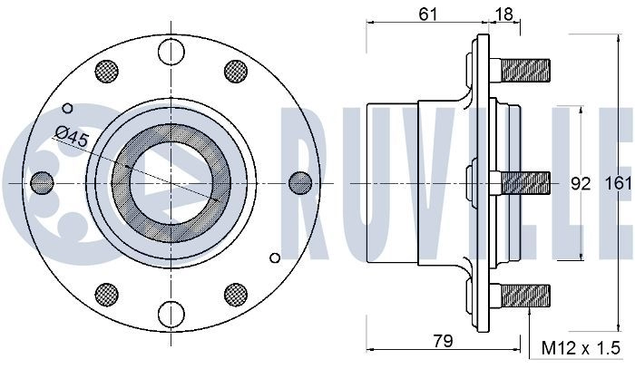 Комплект подшипника ступицы колеса RUVILLE JM1 GQ 1440083357 221875 изображение 1