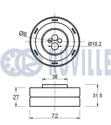 Натяжной ролик, ремень ГРМ RUVILLE 1440084248 540281 Z8SB8 5 изображение 1