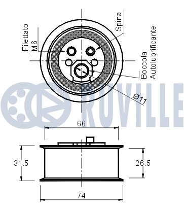 Натяжной ролик, ремень ГРМ RUVILLE 1440084318 0QAV91 Y 540351 изображение 1