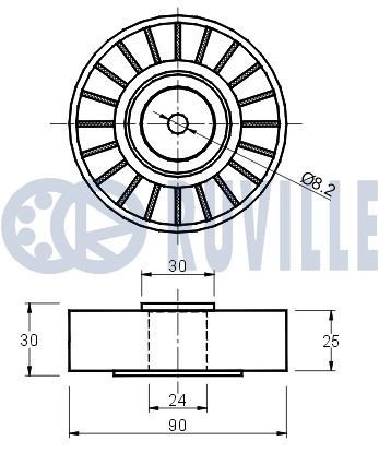 Паразитный / ведущий ролик, поликлиновой ремень RUVILLE 540757 R8T 8U 1440084724 изображение 1