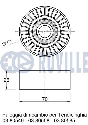 Паразитный / ведущий ролик, поликлиновой ремень RUVILLE ITI XMQ 541256 1440085223 изображение 1