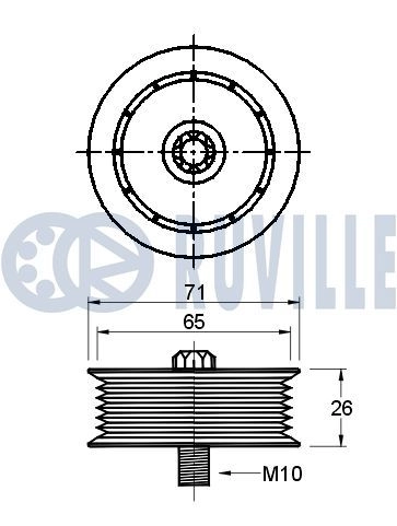 Паразитный / ведущий ролик, поликлиновой ремень RUVILLE ISG75 P8 541624 1440085591 изображение 1