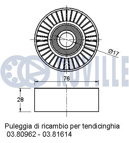 Паразитный / ведущий ролик, поликлиновой ремень RUVILLE P5G WVZ 1440085628 541661 изображение 1