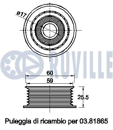 Паразитный / ведущий ролик, поликлиновой ремень RUVILLE 542568 1440086537 M3 8PO изображение 1